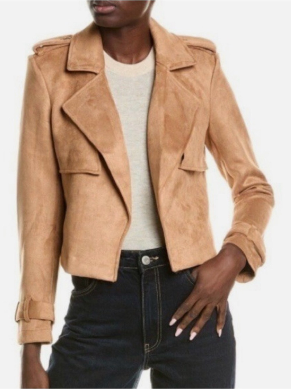 Nanette Lepore crop faux suede jacket